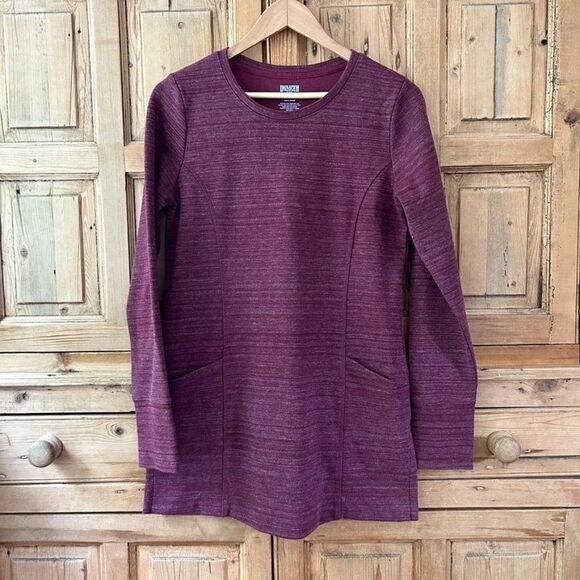 Womens Duluth Trading Company XS Red Purple Deux More Crewneck Tunic Top Sweater - Picture 1 of 8
